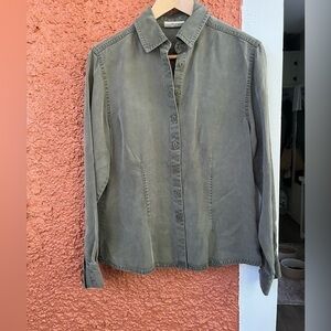 Women’s Marsh Landing Button Down Utility Shirt Green 100% Lyocell